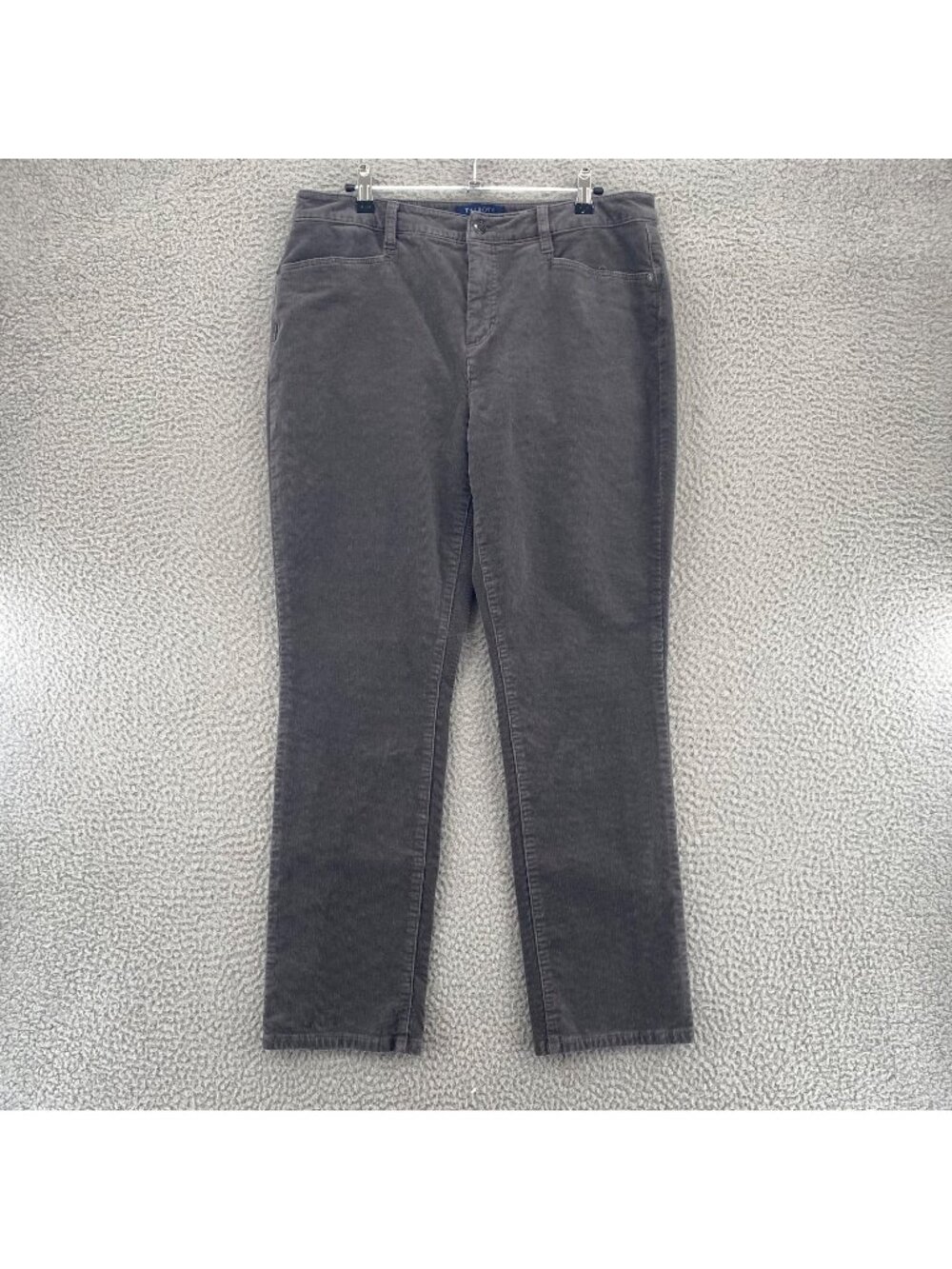 Talbots Jeans Womens 12 Petite Simply Flattering 5 Pocket Gray Corduroy Pockets